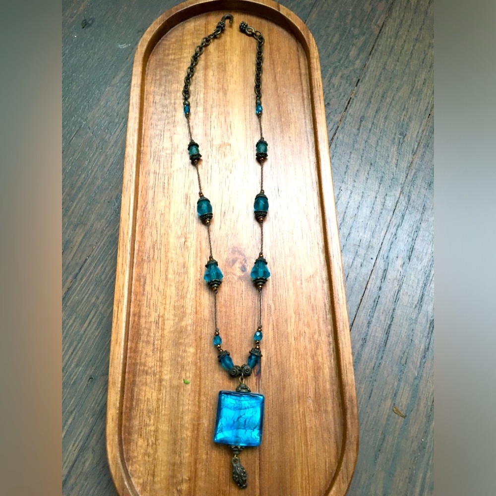Rich turquoise glass necklace